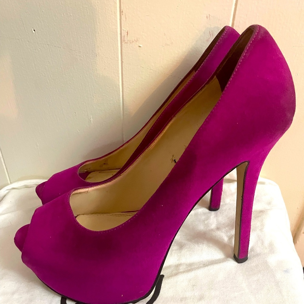 Suede pink  5 inch heel shoes